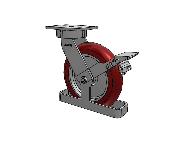 38 Series Maintenance Free Top Plate Swivel Caster with 10 x 2 Maroon Tread on Aluminum Core AX - Round Polyurethane (Aluminum Core) Wheel and Face Brake