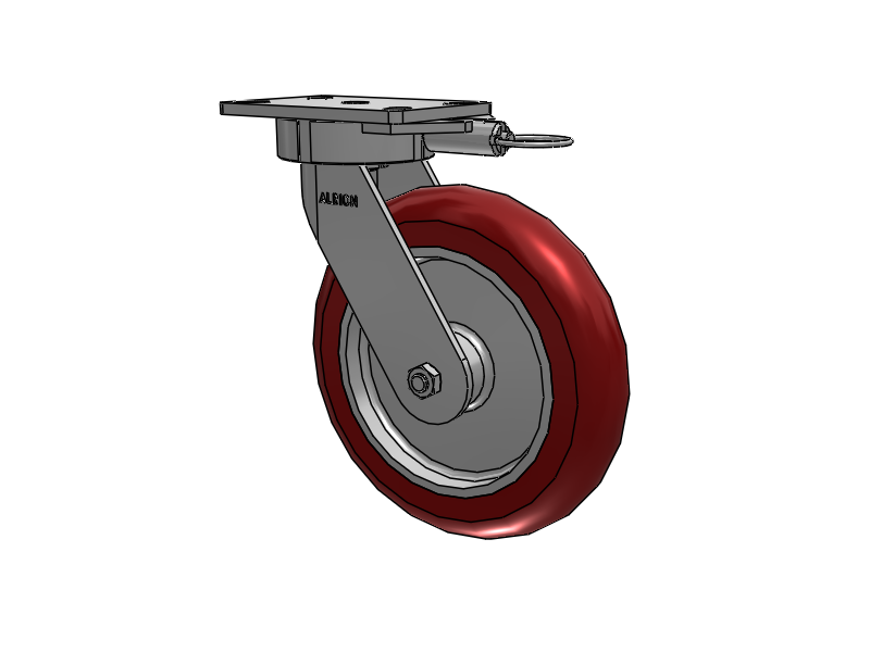 38 Series Maintenance Free Top Plate Swivel Caster with 10 x 2 Maroon Tread on Aluminum Core AX - Round Polyurethane (Aluminum Core) Wheel