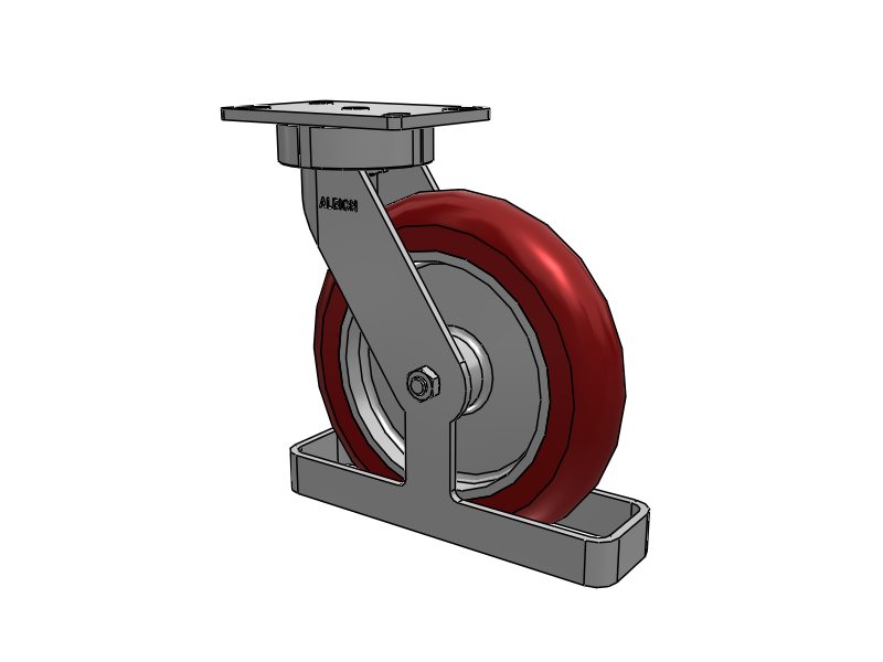 38 Series Maintenance Free Top Plate Swivel Caster with 10 x 2 Maroon Tread on Aluminum Core AX - Round Polyurethane (Aluminum Core) Wheel