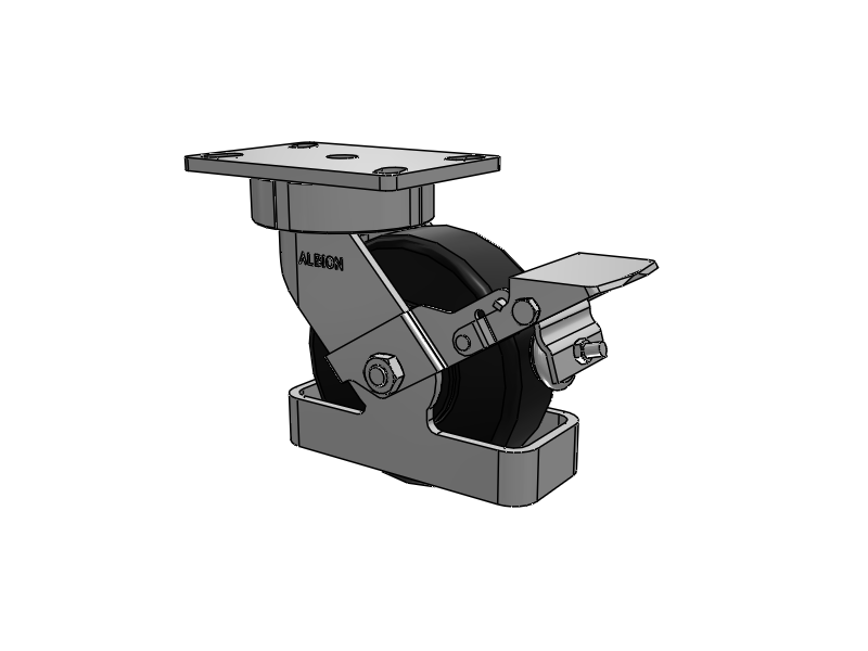 38 Series Maintenance Free Top Plate Swivel Caster with 6 x 2 Black Polymer NX - Trionix High Impact Polymer Wheel and Face Brake