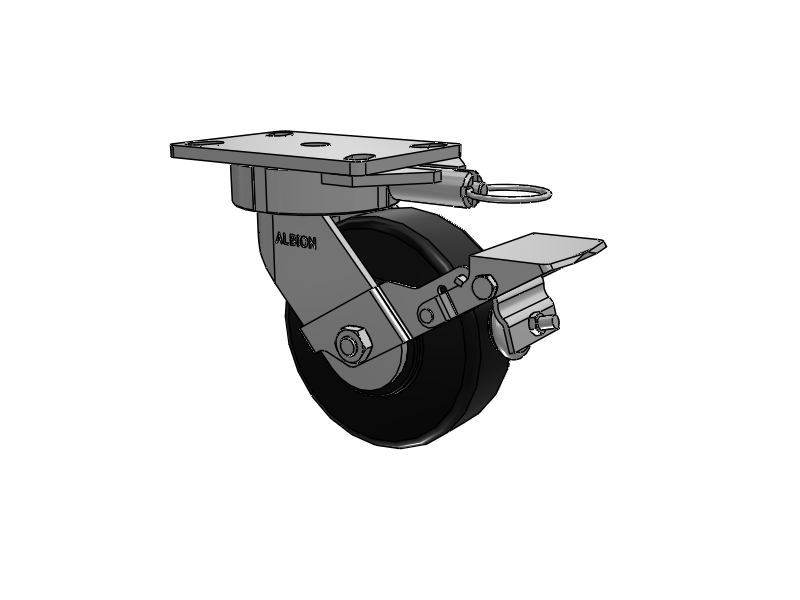 38 Series Maintenance Free Top Plate Swivel Caster with 6 x 2 Black Polymer NX - Trionix High Impact Polymer Wheel and Face Brake