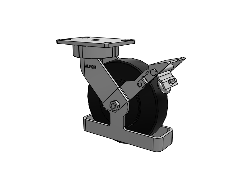 38 Series Maintenance Free Top Plate Swivel Caster with 8 x 2 Black Polymer NX - Trionix High Impact Polymer Wheel and Face Brake