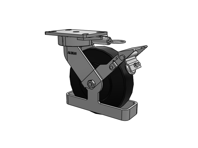 38 Series Maintenance Free Top Plate Swivel Caster with 8 x 2 Black Polymer NX - Trionix High Impact Polymer Wheel and Face Brake
