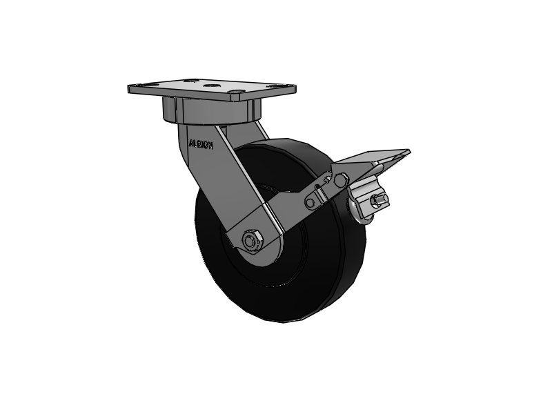 38 Series Maintenance Free Top Plate Swivel Caster with 8 x 2 Black Polymer NX - Trionix High Impact Polymer Wheel and Face Brake
