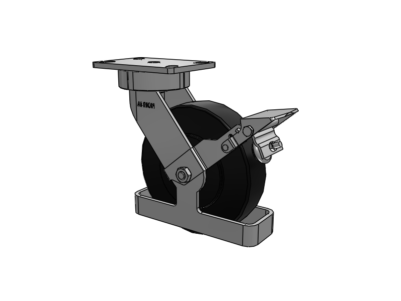 38 Series Maintenance Free Top Plate Swivel Caster with 8 x 2 Black Polymer NX - Trionix High Impact Polymer Wheel and Face Brake
