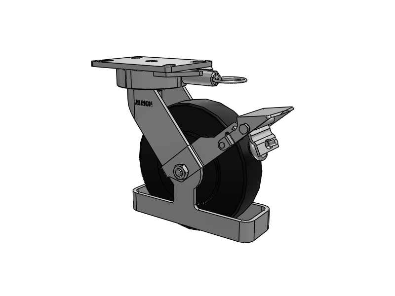 38 Series Maintenance Free Top Plate Swivel Caster with 8 x 2 Black Polymer NX - Trionix High Impact Polymer Wheel and Face Brake