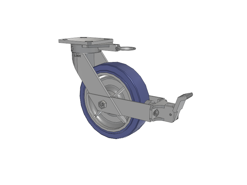 110 Series Kingpinless Top Plate Swivel Caster with 8 x 2 Blue HF - HydroTech (Flat) Wheel and Face Brake
