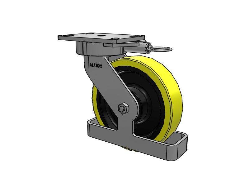 38 Series Maintenance Free Top Plate Swivel Caster with 8 x 2 Yellow Tread on Black Cast Iron Core PF - Polyurethane (Heavy Duty Cast Iron Core) Wheel