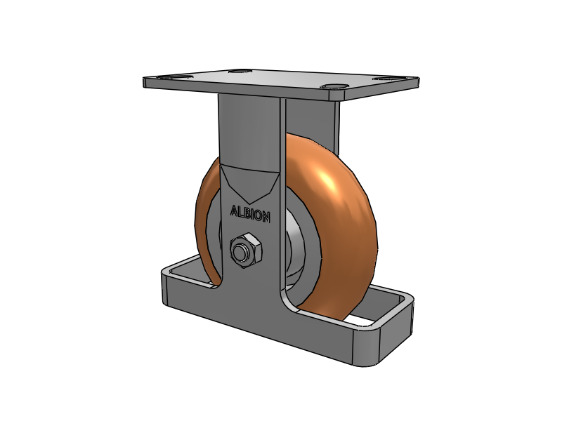 38 Series Maintenance Free Top Plate Rigid Caster with 6 x 2 Butterscotch Tread on Aluminum Core PM - Round Polyurethane (Aluminum Core) Wheel