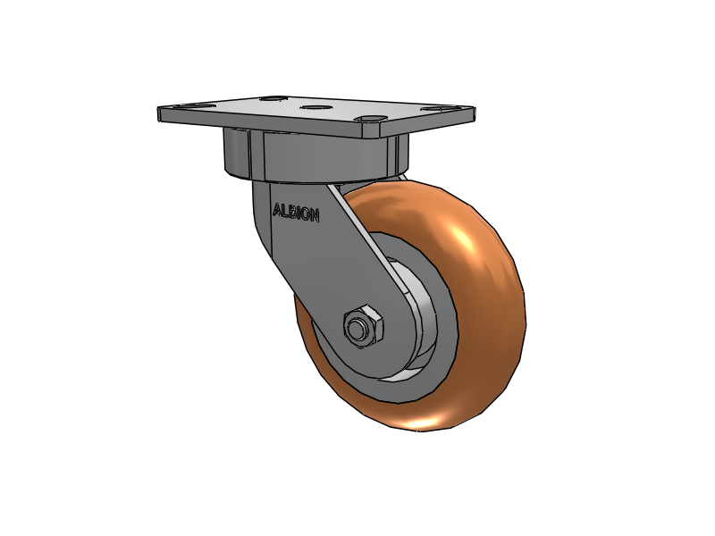 38 Series Maintenance Free Top Plate Swivel Caster with 6 x 2 Butterscotch Tread on Aluminum Core PM - Round Polyurethane (Aluminum Core) Wheel