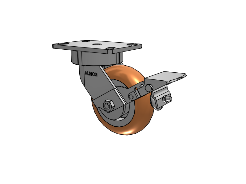 38 Series Maintenance Free Top Plate Swivel Caster with 6 x 2 Butterscotch Tread on Aluminum Core PM - Round Polyurethane (Aluminum Core) Wheel and Face Brake