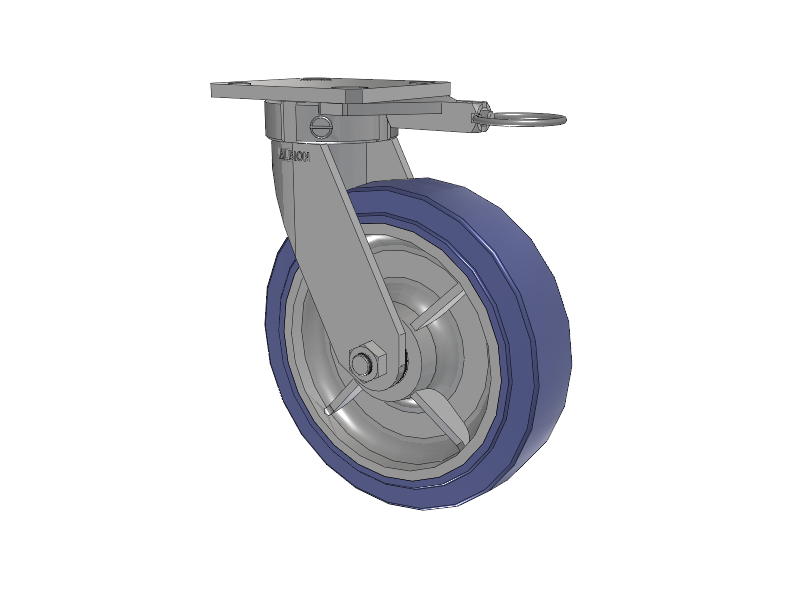 110 Series Kingpinless Top Plate Swivel Caster with 8 x 2 Blue HF - HydroTech (Flat) Wheel