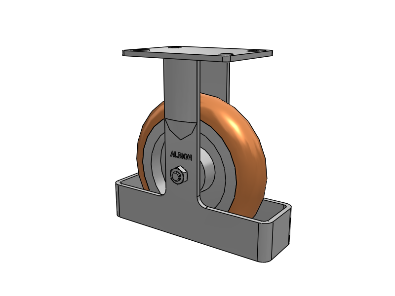 38 Series Maintenance Free Top Plate Rigid Caster with 8 x 2 Butterscotch Tread on Aluminum Core PM - Round Polyurethane (Aluminum Core) Wheel