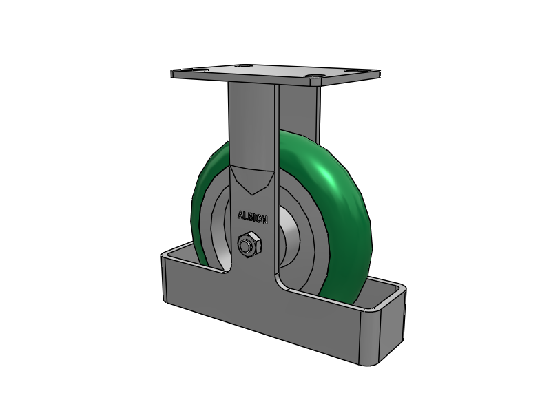 38 Series Maintenance Free Top Plate Rigid Caster with 8 x 2 Green Tread on Aluminum Core PM - Round Polyurethane (Aluminum Core) Wheel