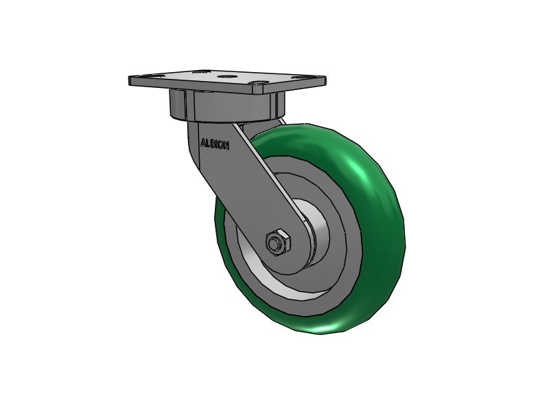38 Series Maintenance Free Top Plate Swivel Caster with 8 x 2 Green Tread on Aluminum Core PM - Round Polyurethane (Aluminum Core) Wheel