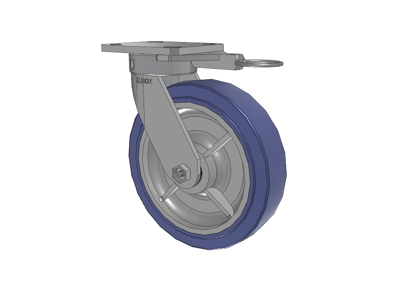 110 Series Kingpinless Top Plate Swivel Caster with 8 x 2 Blue HF - HydroTech (Flat) Wheel