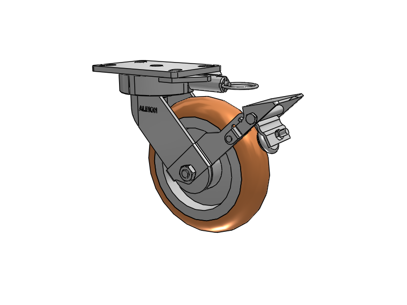 38 Series Maintenance Free Top Plate Swivel Caster with 8 x 2 Butterscotch Tread on Aluminum Core PM - Round Polyurethane (Aluminum Core) Wheel and Face Brake