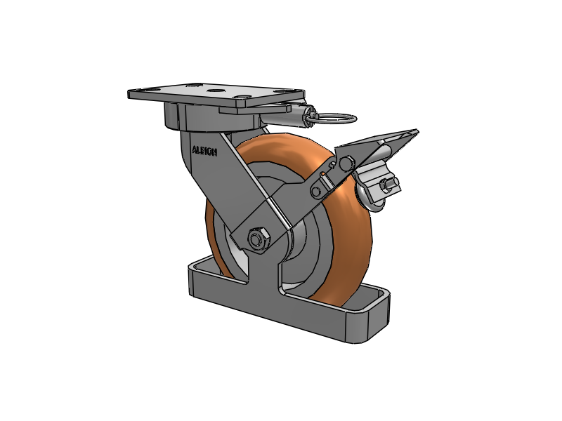 38 Series Maintenance Free Top Plate Swivel Caster with 8 x 2 Butterscotch Tread on Aluminum Core PM - Round Polyurethane (Aluminum Core) Wheel and Face Brake
