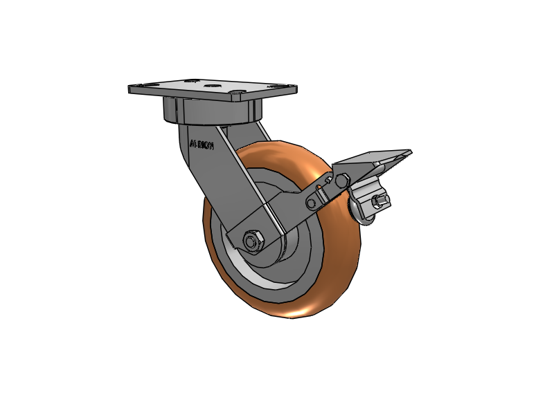 38 Series Maintenance Free Top Plate Swivel Caster with 8 x 2 Butterscotch Tread on Aluminum Core PM - Round Polyurethane (Aluminum Core) Wheel and Face Brake