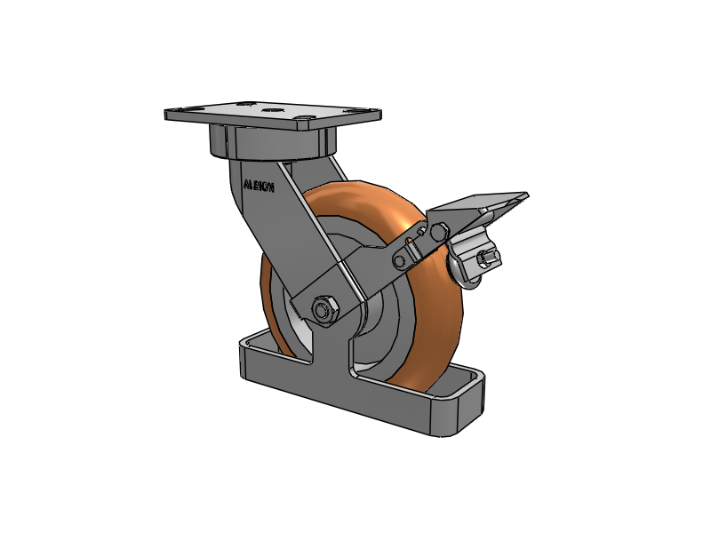 38 Series Maintenance Free Top Plate Swivel Caster with 8 x 2 Butterscotch Tread on Aluminum Core PM - Round Polyurethane (Aluminum Core) Wheel and Face Brake