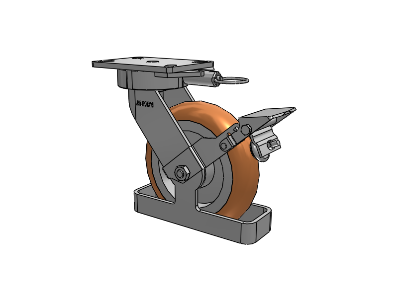 38 Series Maintenance Free Top Plate Swivel Caster with 8 x 2 Butterscotch Tread on Aluminum Core PM - Round Polyurethane (Aluminum Core) Wheel and Face Brake
