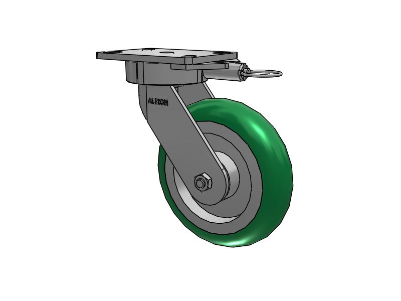 38 Series Maintenance Free Top Plate Swivel Caster with 8 x 2 Green Tread on Aluminum Core PM - Round Polyurethane (Aluminum Core) Wheel
