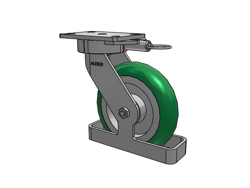 38 Series Maintenance Free Top Plate Swivel Caster with 8 x 2 Green Tread on Aluminum Core PM - Round Polyurethane (Aluminum Core) Wheel