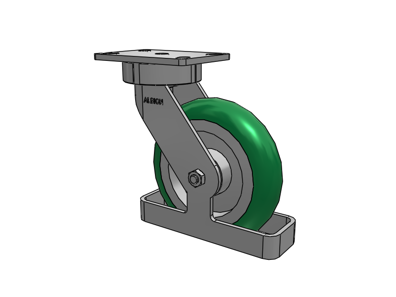 38 Series Maintenance Free Top Plate Swivel Caster with 8 x 2 Green Tread on Aluminum Core PM - Round Polyurethane (Aluminum Core) Wheel