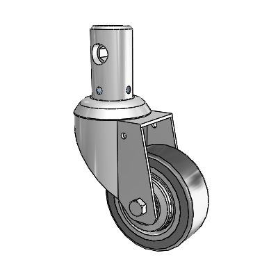 Central Locking Stem Swivel Caster with 3.15 x 1.125 Grey TPR (Rubber on Metal Disc) Wheel and Total Lock Brake