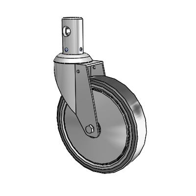 Central Locking Stem Swivel Caster with 6 x 1.25 Grey TPR (Rubber on Metal Disc) Wheel and Total Lock Brake