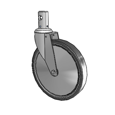 Central Locking Stem Swivel Caster with 8 x 1.25 Grey TPR (Rubber on Metal Disc) Wheel and Total Lock Brake