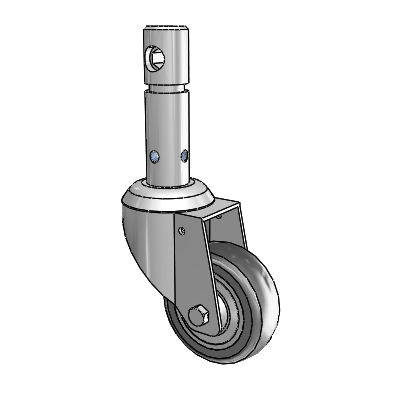 Central Locking Stem Swivel Caster with 3.15 x 1.125 Grey TPR (Round) Wheel and Total Lock Brake