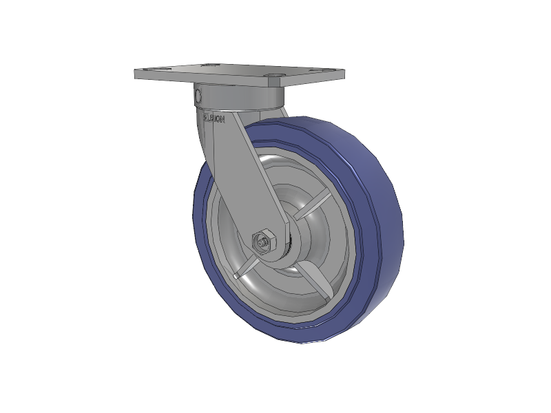 110 Series Kingpinless Top Plate Swivel Caster with 8 x 2 Blue HF - HydroTech (Flat) Wheel
