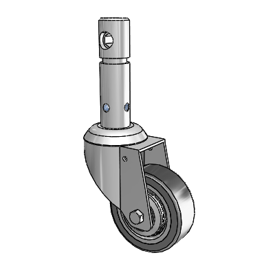 Central Locking Stem Swivel Caster with 3.15 x 1.125 Grey TPR (Rubber on Metal Disc) Wheel and Total and Direction Lock Brake