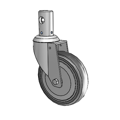 Central Locking Stem Swivel Caster with 5 x 1.25 Grey TPR (Round) Wheel and Total and Direction Lock Brake
