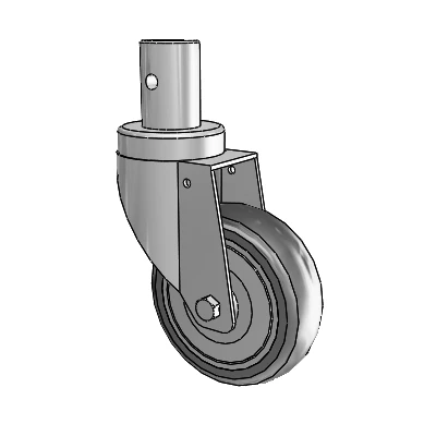 Central Locking Stem Swivel Caster with 4 x 1.25 35K Antistatic TPR Wheel and Central Locking - Free Swivel Brake
