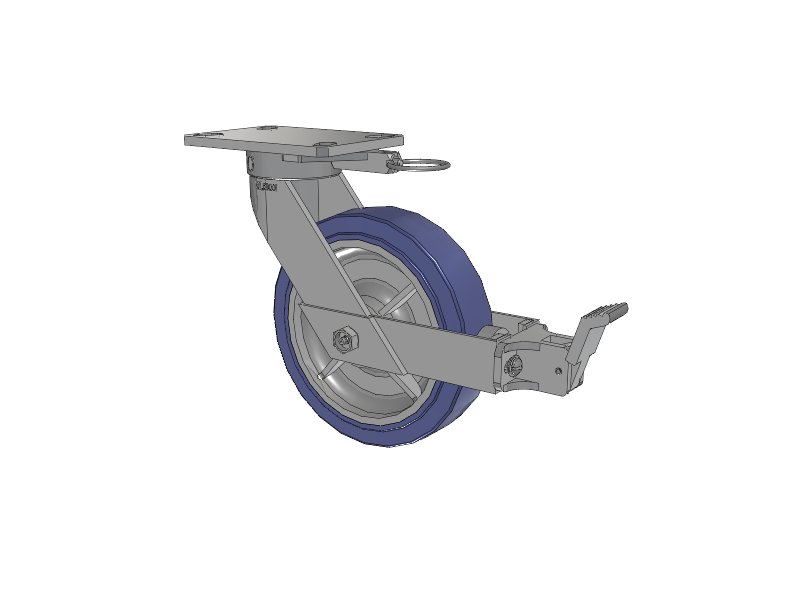 110 Series Kingpinless Top Plate Swivel Caster with 8 x 2 Blue HF - HydroTech (Flat) Wheel and Face Brake