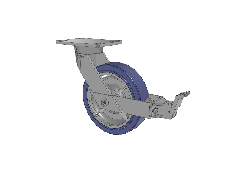 110 Series Kingpinless Top Plate Swivel Caster with 8 x 2 Blue HF - HydroTech (Flat) Wheel and Face Brake