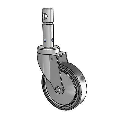 Central Locking Stem Swivel Caster with 5 x 1.25 32C Natural Rubber Wheel and Total Lock Brake