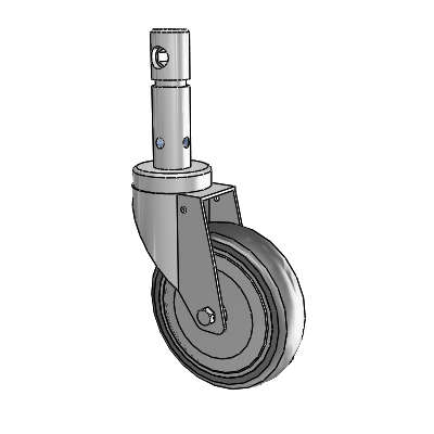Central Locking Stem Swivel Caster with 5 x 1.25 35K Antistatic TPR Wheel and Total Lock Brake