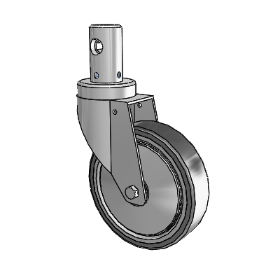Central Locking Stem Swivel Caster with 5 x 1.25 32C Natural Rubber Wheel and Total and Direction Lock Brake