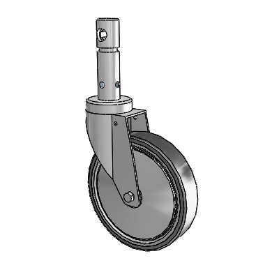 Central Locking Stem Swivel Caster with 6 x 1.25 32C Natural Rubber Wheel and Total and Direction Lock Brake