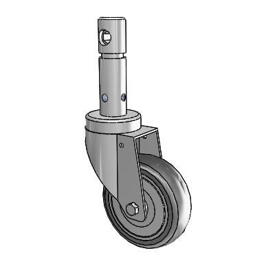 Central Locking Stem Swivel Caster with 4 x 1.25 35K Antistatic TPR Wheel and Total and Direction Lock Brake