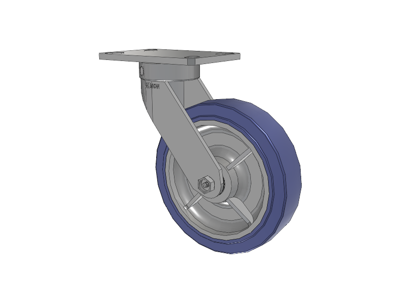 110 Series Kingpinless Top Plate Swivel Caster with 8 x 2 Blue HF - HydroTech (Flat) Wheel