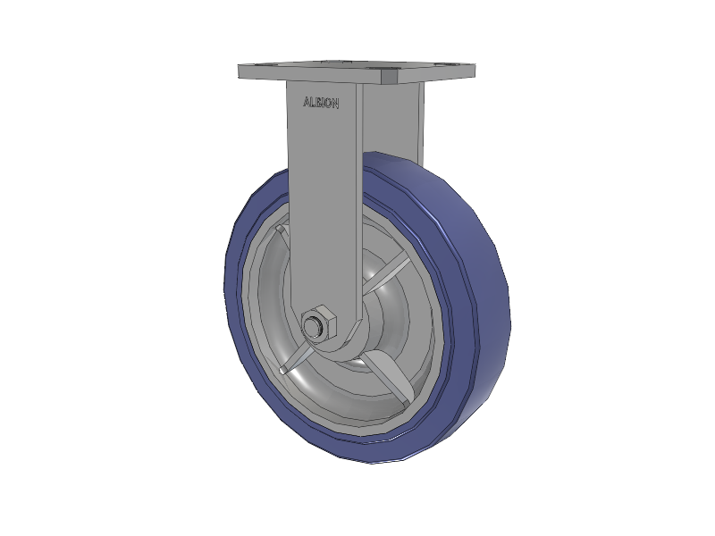 110 Series Kingpinless Top Plate Rigid Caster with 8 x 2 Blue HF - HydroTech (Flat) Wheel