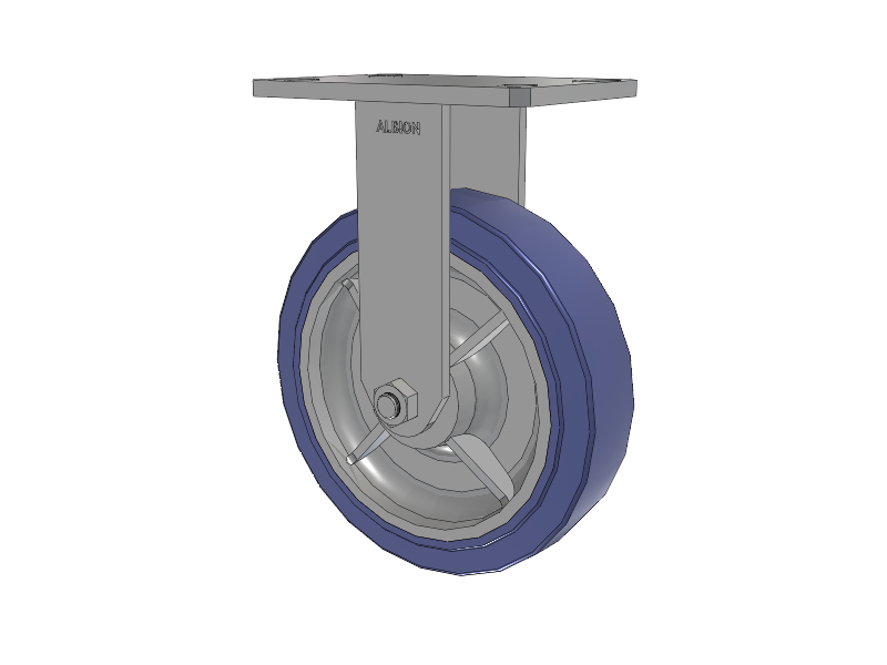 110 Series Kingpinless Top Plate Rigid Caster with 8 x 2 Blue HF - HydroTech (Flat) Wheel