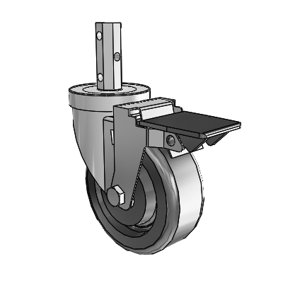 30 Series Octagon Stem Zinc Swivel Caster with 4 x 1.5 Phenolic Wheel and PosiLoc Brake