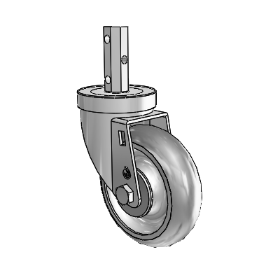 30 Series Octagon Stem Zinc Swivel Caster with 4 x 1.25 PolyLock (Grey) Wheel