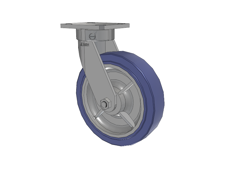 110 Series Kingpinless Top Plate Swivel Caster with 8 x 2 Blue HF - HydroTech (Flat) Wheel