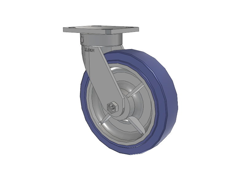 110 Series Kingpinless Top Plate Swivel Caster with 8 x 2 Blue HF - HydroTech (Flat) Wheel